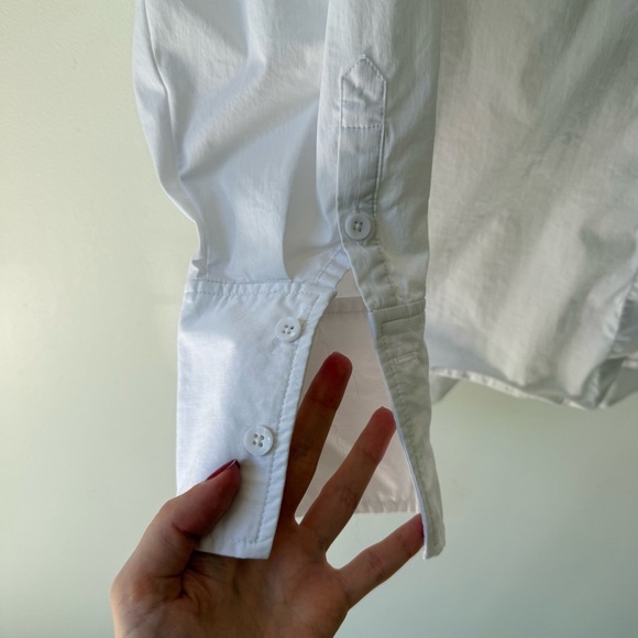 Good American The Good Shirt button up long sleeve white SZ XL patch pockets - Picture 6 of 12